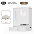 The Tailored Tail white smart pet feeder and water dispenser with integrated food storage and cat-shaped water level